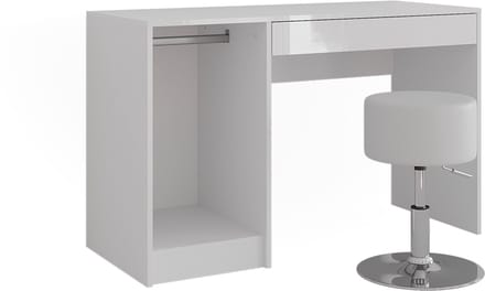 Vicco Sherry Kaptafel – 119.8 cm met kruk Wit/wit hoogglans