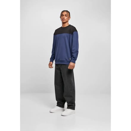 Urban Classics - Upper Block Crewneck sweater/trui - M - Blauw/Zwart