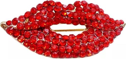 Broche mond Strass ( Rood ) 4.2 x 1.8 cm