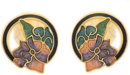 Behave Dames oorclips met gekleurde bloemen