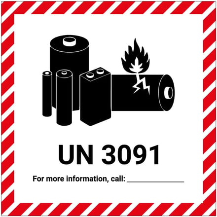 UN 3091 batterij sticker | 30 x 30 cm