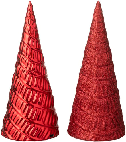 J-Line decoratie Boom - kunststof - kerstrood - 2 stuks