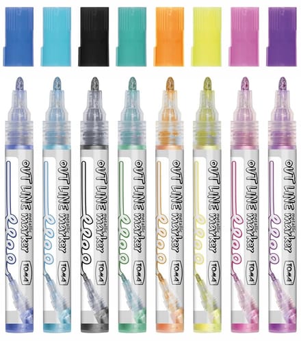 OUTLINE Markers Zilver Metallic Contour 8 Stuks