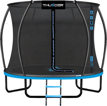 Thunder Trampoline 305 cm – Ronde Tuintrampoline – Max. 150 kg – Met Ladder – Blauw