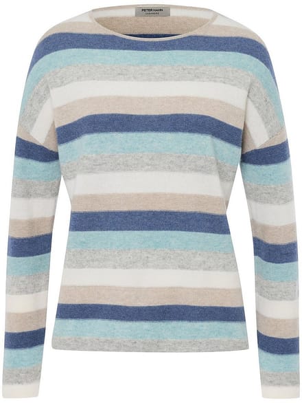 Trui ronde hals 100% kasjmier Van Peter Hahn blauw