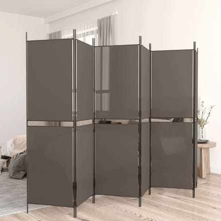 vidaXL - Kamerscherm - met - 6 - panelen - 300x220 - cm - stof - antracietkleurig