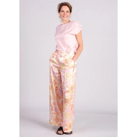 FRNCH Philo pantalon bloemenprint satijn roze
