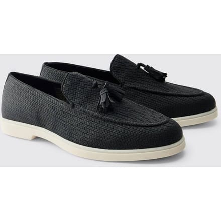 Gestructureerde Loafer Met Kwastjes Van Pu-leer | Black | Size 44