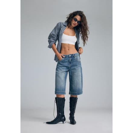 Stradivarius Denim bermuda wide-leg met grote zakken  Ecru 32