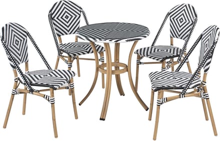 RIFREDDO - Tuinset voor 4 - Wit/Zwart - PE rotan