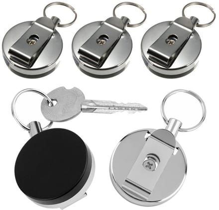 Fako Bijoux - Uittrekbare Sleutelhanger Met Koord - Skipashouder - Staaldraad - 40mm - 5 Stuks