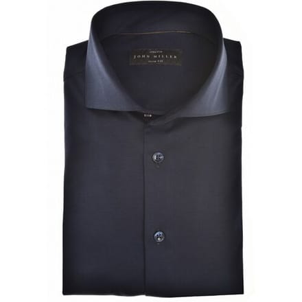 John Miller Overhemd Plain Jersey Cotton Stretch Navy / male