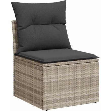 vidaXL - 6-delige - Loungeset - met - kussens - poly - rattan - lichtgrijs