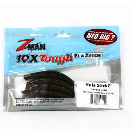 Leurre souple Zman Hula Stickz 4 pouces 6/paquet Canada Craw (5292) white