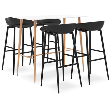 vidaXL - 5-delige - Barset - wit - en - zwart