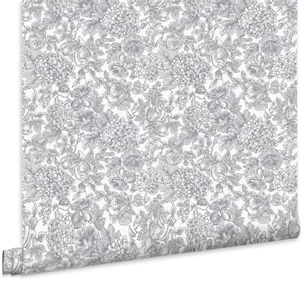 Laura Ashley Louise Behang - Bloemen - 10mx52cm - Grijs