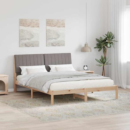 vidaXL - Bedframe - met - hoofdeinde - Bruin - 160 - x - 200 - cm - Massief - grenenhout