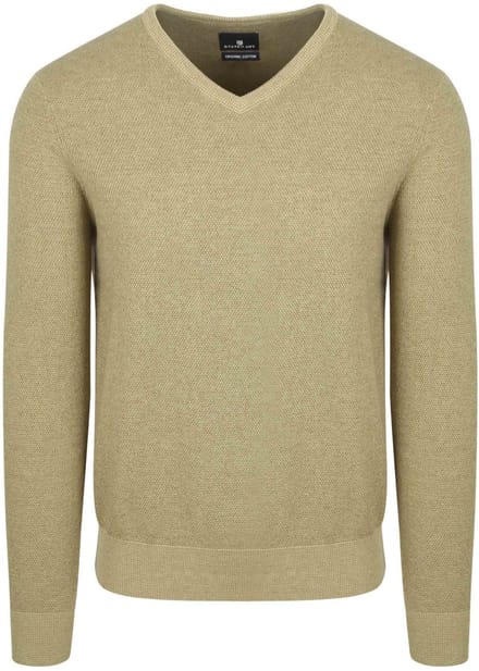 State Of Art Trui Structure V-Neck Groen - Maat M - Heren - Pullovers