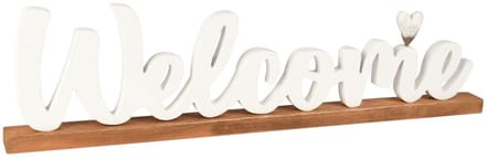 Dekoratief | Deco 'Welcome' m/hartje, wit/naturel, hout, 58x4x15cm | A255566