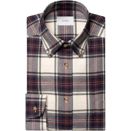 Eton Overhemd Plaid Check Ultrasoft Feel Flanel Button-Down Navy-Multi / male