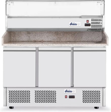 Arktic - Pizzawerkbank - 3-deurs + koelvitrine - 380+40L - 230V
