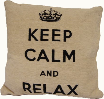Keep calm and relax - Sierkussen - 45x45 cm - Naturel