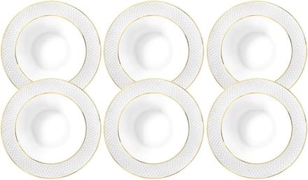 Wilmax Porseleinen Diep Bord 22,5 cm Wit Gouden Rand Set van 6