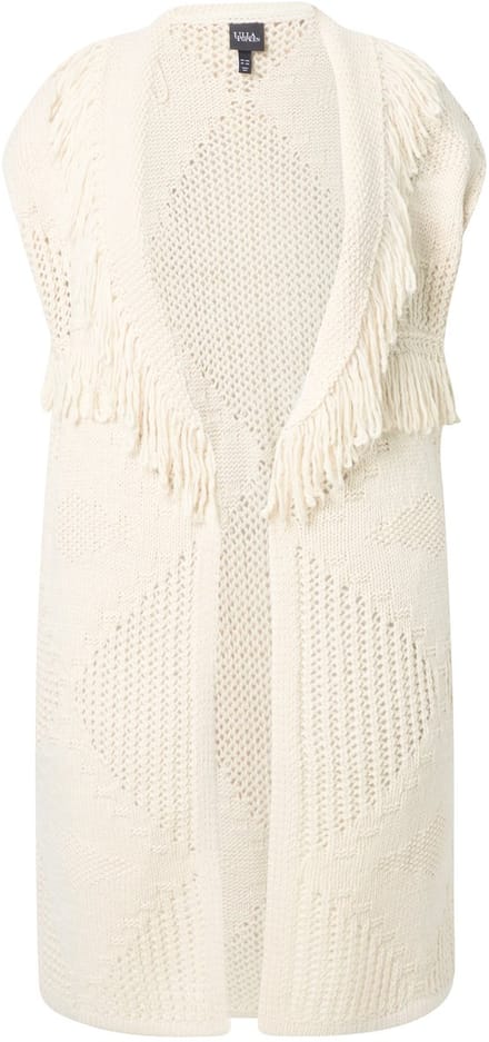 Ulla Popken - Dames - Gebreid vest lang oversized open model ruiten - Donker kiezel - Maat 62+