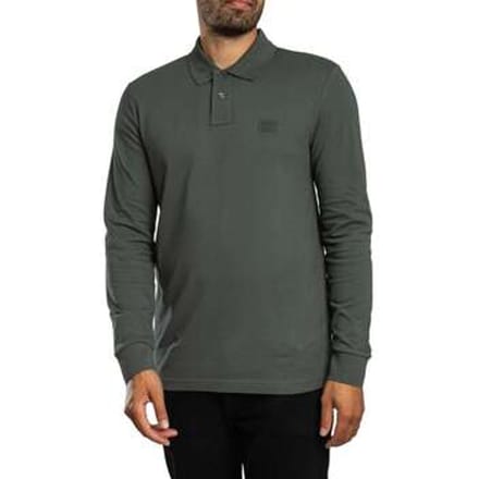 BOSS Passerby Polo DonkerGroen - Maat XL - Heren - Longsleeve polo