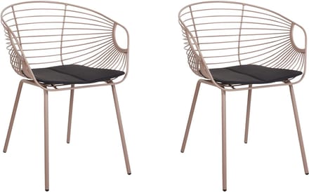 HOBACK - Eetkamerstoel set van 2 - Beige - Metaal