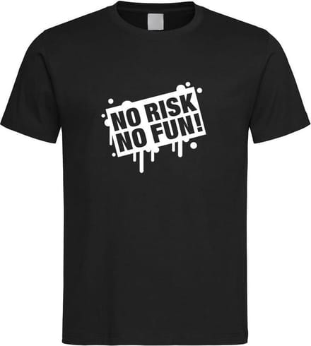 Zwart T shirt met  " No Risk No Fun " print Wit size XXL