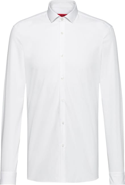 HUGO Erondo slim fit overhemd - popeline - wit - Strijkvriendelijk - Boordmaat: 41