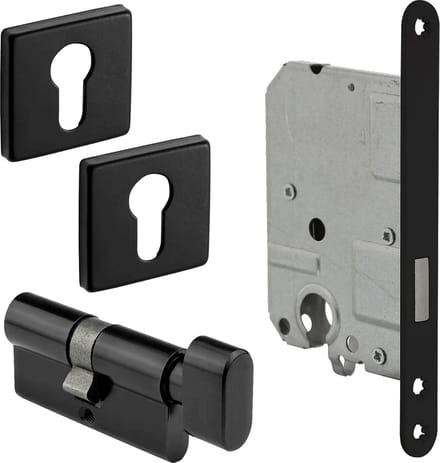 Eliot® profielcilinder rozet set - kastslot profielcilinder - knopcilinder 30/30 - mat zwart