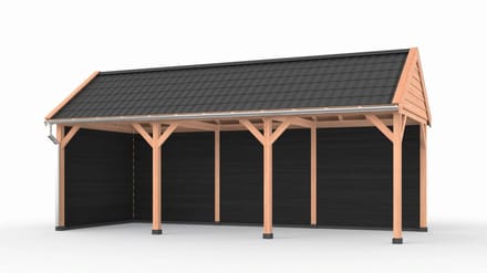 Douglas overkapping zadeldak, 750 x 300, met achterwand en zijwand, Westwood Ruiter Basic