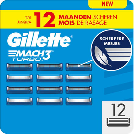 Gillette Mach3 Turbo scheermesjesnavullingen voor heren - 12 stuks