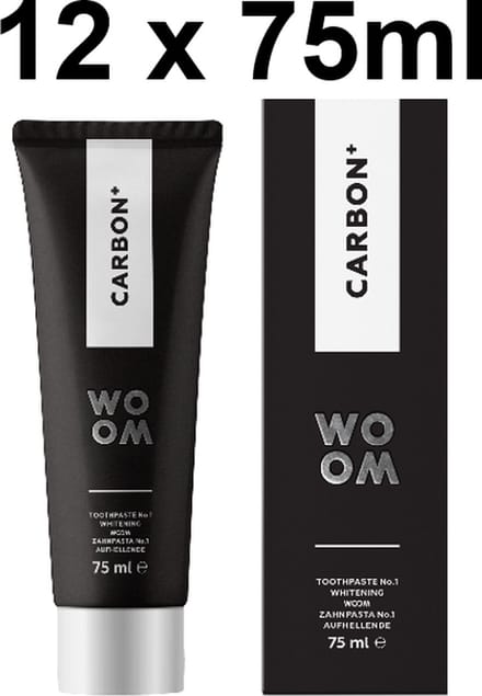 Woom tandpasta carbon+ 12x75ml.