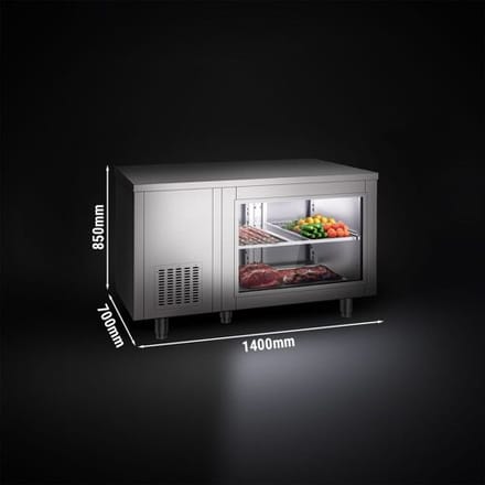 GGM Gastro Kühltisch - 1400x700mm - rückseitig 2 Türen - mit Glasfront Zilver