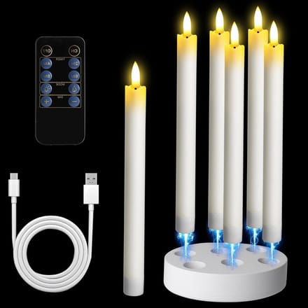 Led kaarsen - Vlamloze kaarsen - Sfeervol decoreren - Oplaadbaar met timer - 6 stuks - Wit