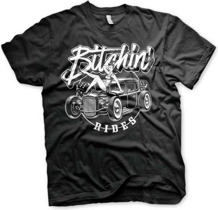 Bitchin' Rides Heren Tshirt -M- Hot Rod Hot Girls Zwart