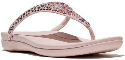 FitFlop Solay Mixed-Crystal Toe-Post Sandals Dames Sandalen - Nude Rose