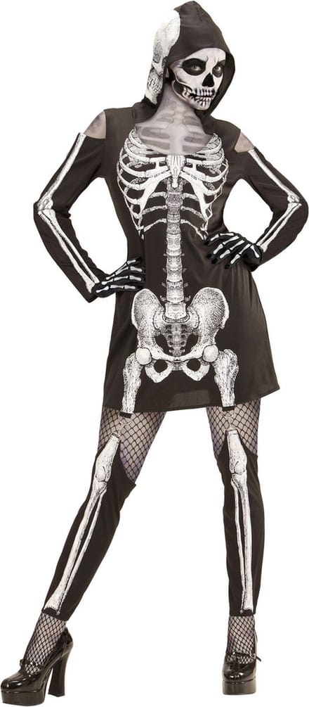 Skeletjurk met schedel voor dames