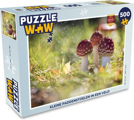 Puzzel Kleine paddenstoelen in een veld - Legpuzzel - Puzzel 500 stukjes