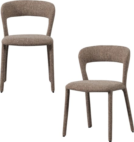 WOOOD Noble Eetkamerstoelen - Polyester - Zand Melange - Set van 2