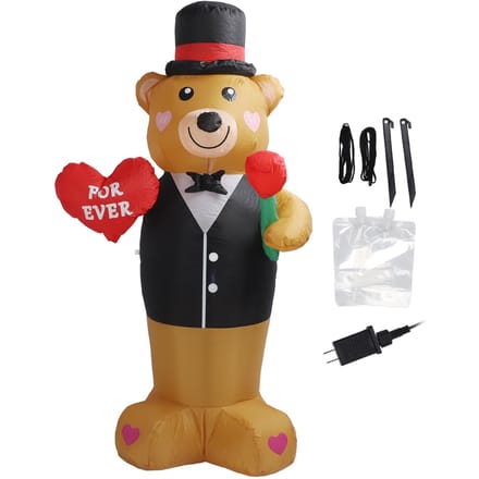 Opblaasbare Teddybeer 210T Polyestervezel 185CM IP44 Waterdicht met LED Krachtige Ventilator Opblazen red