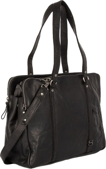 Leren Laptoptas / Schoudertas - 15 inch - Kansas - Zwart