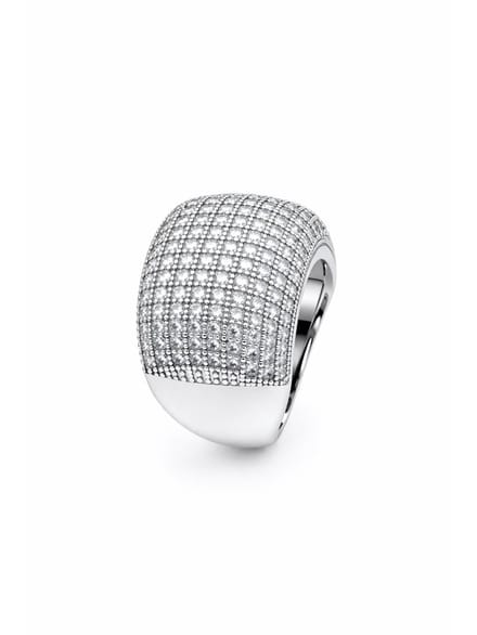 AVANT-GARDE PARIS Statementring - Pavé - Luxe - Rhodium Plated - 1.6cmX2.5cm - Slip-on