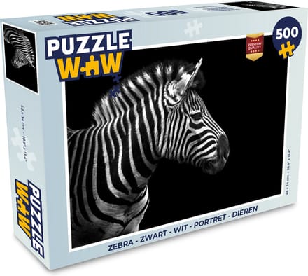 Puzzel Zebra - Zwart - Wit - Portret - Dieren - Legpuzzel - Puzzel 500 stukjes