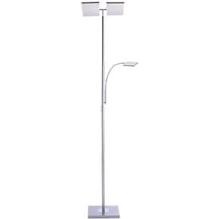 LED-vloerlamp RUBEN - staal - lichtkleur warm wit - 11+4W - schijnwerperkop dimbaar - leesarm verstelbaar