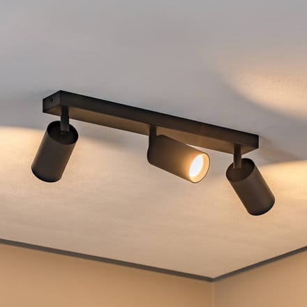 Argon Plafondspot Sado zwart staal verstelbaar 3-lamps lang