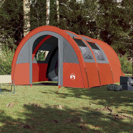 Vidaxl Tente de Camping, 4 Personnes, Gris-Orange, Imperméable